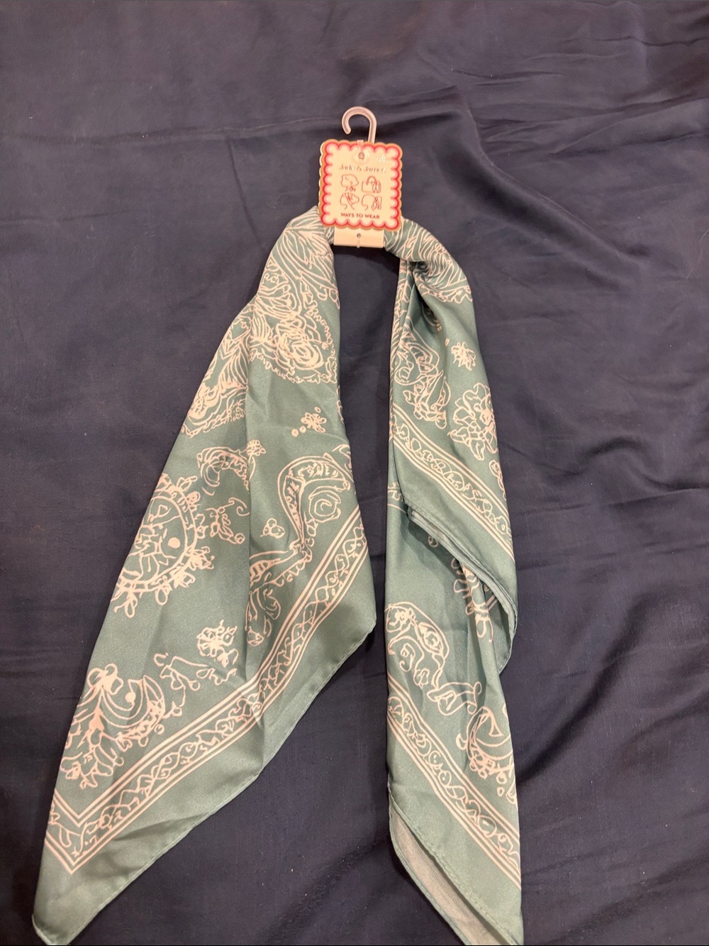 Silk-Feel Paisley Scarf - Green